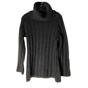 Isabel Marant Womens Turtleneck Sweater Fisherman Heavy Wool Black Chunky Large